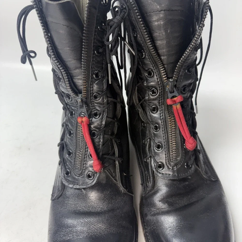 Vtg Addison Shoe Co Biltrite *Read * Zip Tongue Combat Boot  Asymmetric 8D